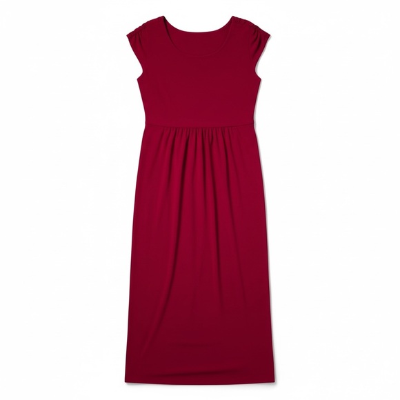 Tiana B. Ruby Red Cap Sleeve V-Neck Maxi Dress with Embellished Waist - Size L - Picture 2 of 3